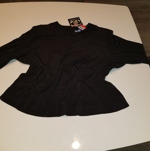 NWT Black Embroidered Blouse 1X